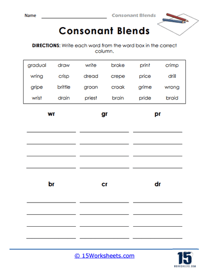 Consonant Sounds S Blends Practice Worksheet 11 Kindergarten worksheet for practicing S blends featuring words like smile swing and star