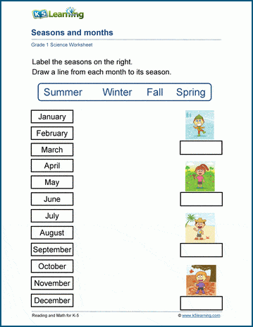 Seasons and Months Match-Up Activity for Early Learners Image 23 Kindergarten student matching seasonal activities and weather to the four seasons on a learning worksheet