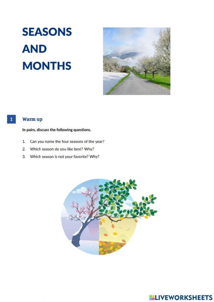 Seasons and Months Worksheet for Kindergarten Students 13 Kindergarten worksheet for matching seasonal weather to calendar months