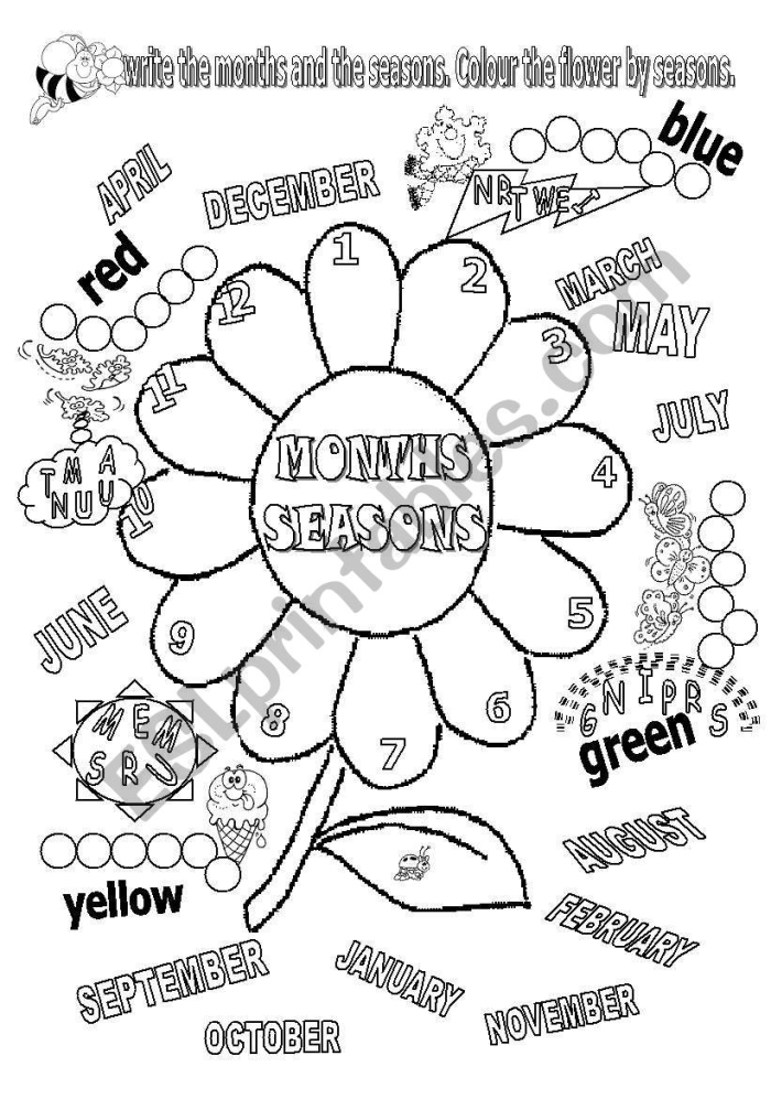 Seasons and Months Match-Up Activity for Young Learners Kindergarten student matching seasons to months with fall winter spring and summer pictures