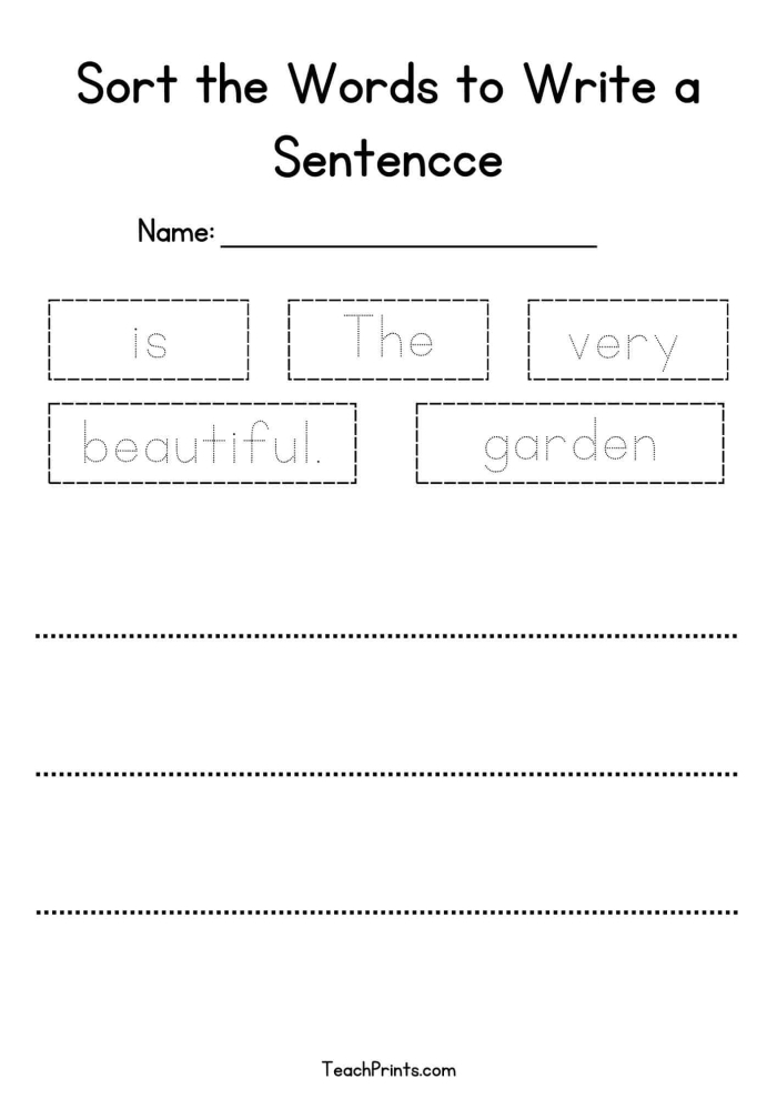 Kindergarten geometry worksheet featuring sentence skills practice to help students expand and structure their sentences
