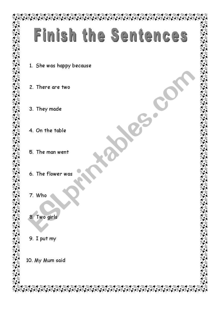Finish That Sentence Worksheet Eight Reading Activity Kindergarten reading worksheet with fill in the blank sentences about a dog for number eight