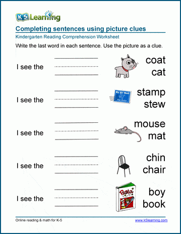 Finish that Sentence Kindergarten Worksheet 23 Kindergarten reading worksheet where students complete sentences about a dog on an adventure