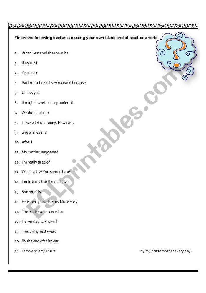 Finish that Sentence Kindergarten Worksheet 19 Kindergarten reading worksheet with a dog illustration and blank lines for students to finish the sentence