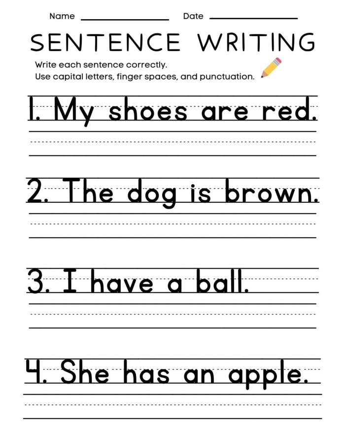 Sentence Skills Practice worksheet for kindergarten with engaging prompts to enhance sentence structure. Fun activities designed to help young learners expand their sentences creatively.