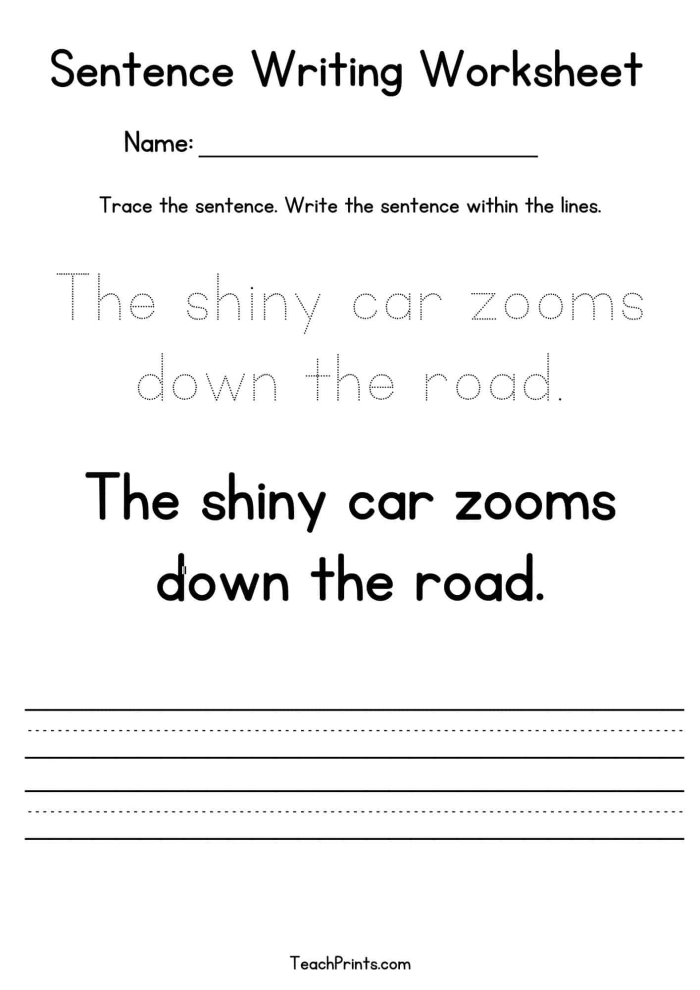 Sentence Skills Practice worksheet for Kindergarten students focusing on geometry concepts. Engaging prompts to help kids enhance their sentence structure creatively.