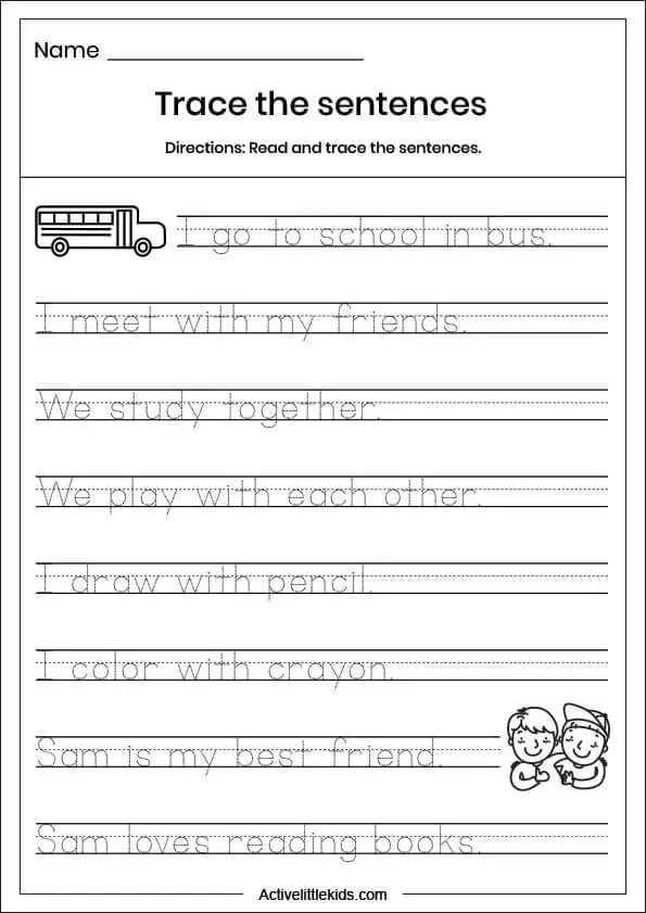 Kids practicing their reading and writing skills with the Complete Sentences worksheet
