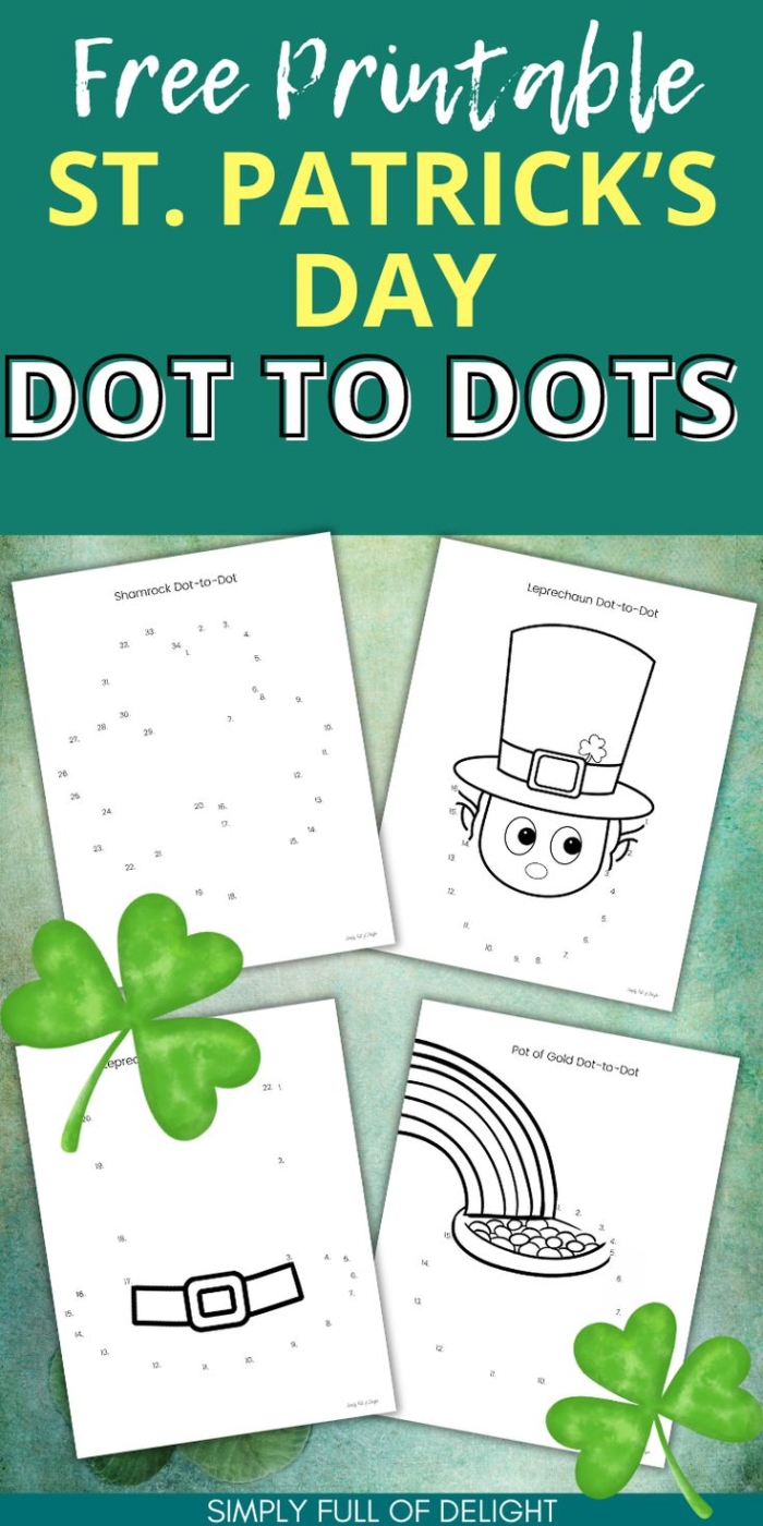 St. Patrick's Day Shamrock Connect the Dots Coloring Sheet for Kindergarten Learners A kindergarten student connects numbered dots to form a shamrock shape for St. Patrick's Day counting practice and coloring activity worksheet image 10