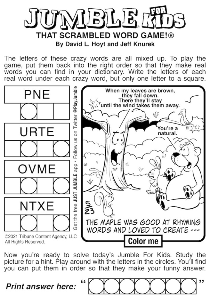Kindergarten worksheet featuring a shape jumble puzzle for division practice