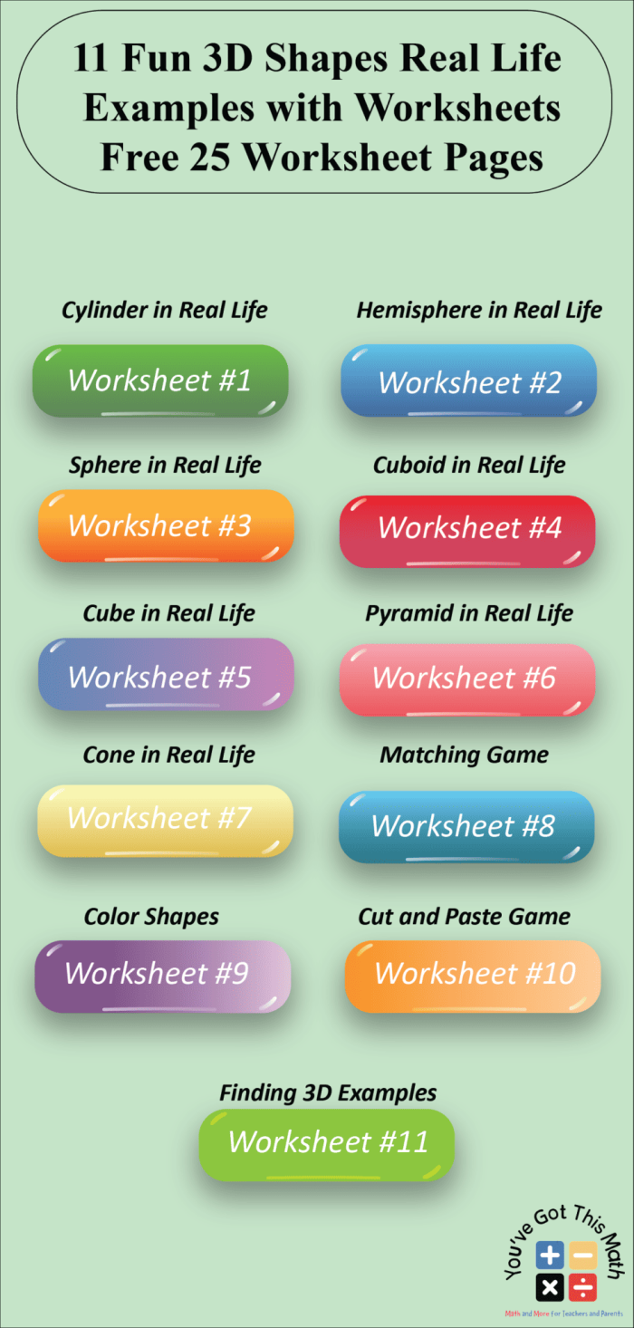 3D Shapes in Real Life worksheet image 6 helping children identify geometric forms in their environment Kindergarten student matching three dimensional shapes to everyday objects like balls and boxes