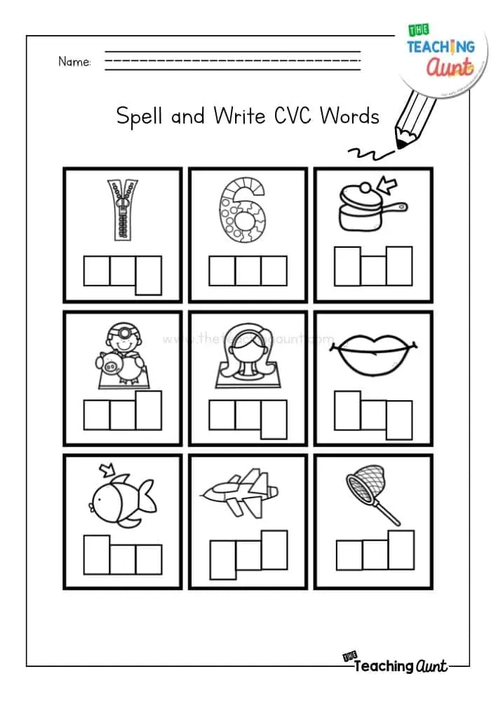 Kindergarten phonics worksheet for practicing short A CVC words featuring illustrations of cats bats and hats