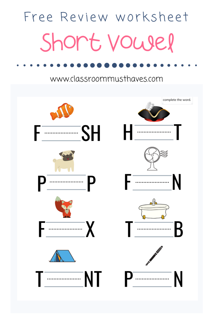 Engaging word match activity focusing on short vowel sounds in early reading skills Short Vowel Sounds worksheet for kindergarten students to match words with short vowels a to u