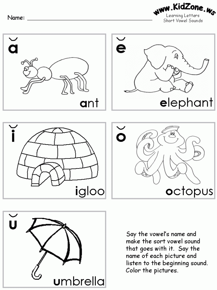 Reading worksheet for Kindergarten Short Vowel Sounds worksheet for kindergarten students to practice matching words. Engaging activity for reviewing short vowels A to U.