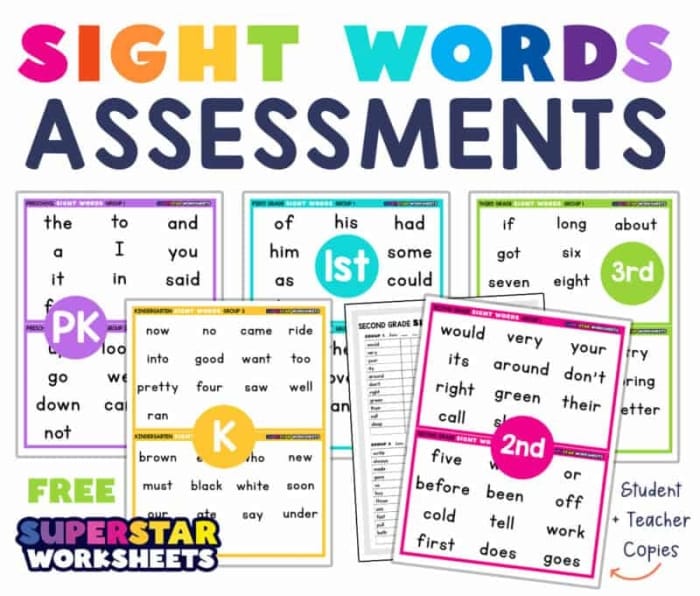 Kindergarten student completing a sight word assessment worksheet number twenty-two