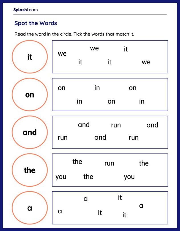 Kindergarten worksheet focused on tracing and writing the sight word at