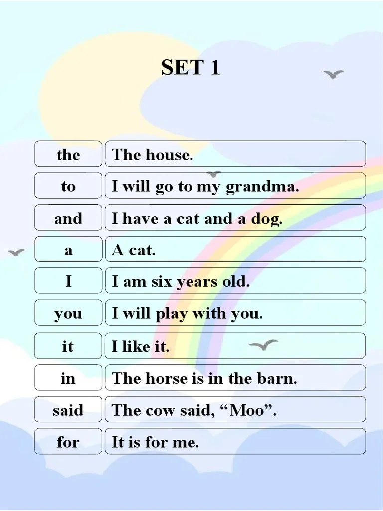 Kindergarten sight word assessment worksheet featuring a list of high-frequency words for evaluation