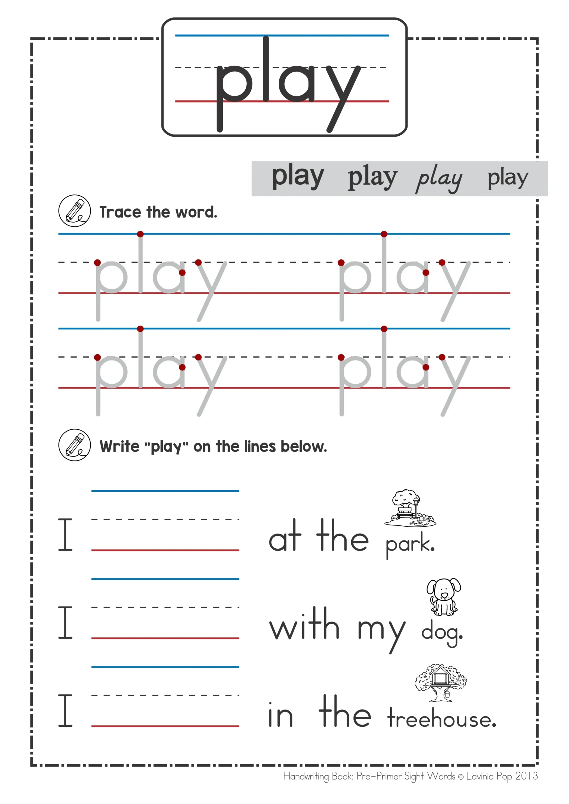 Worksheet for practicing the sight word "every" designed for kindergarten students