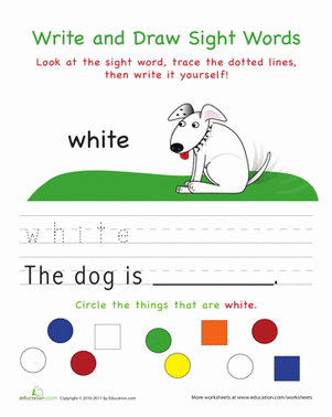 Kindergarten student worksheet for tracing and writing the sight word green with a coloring activity