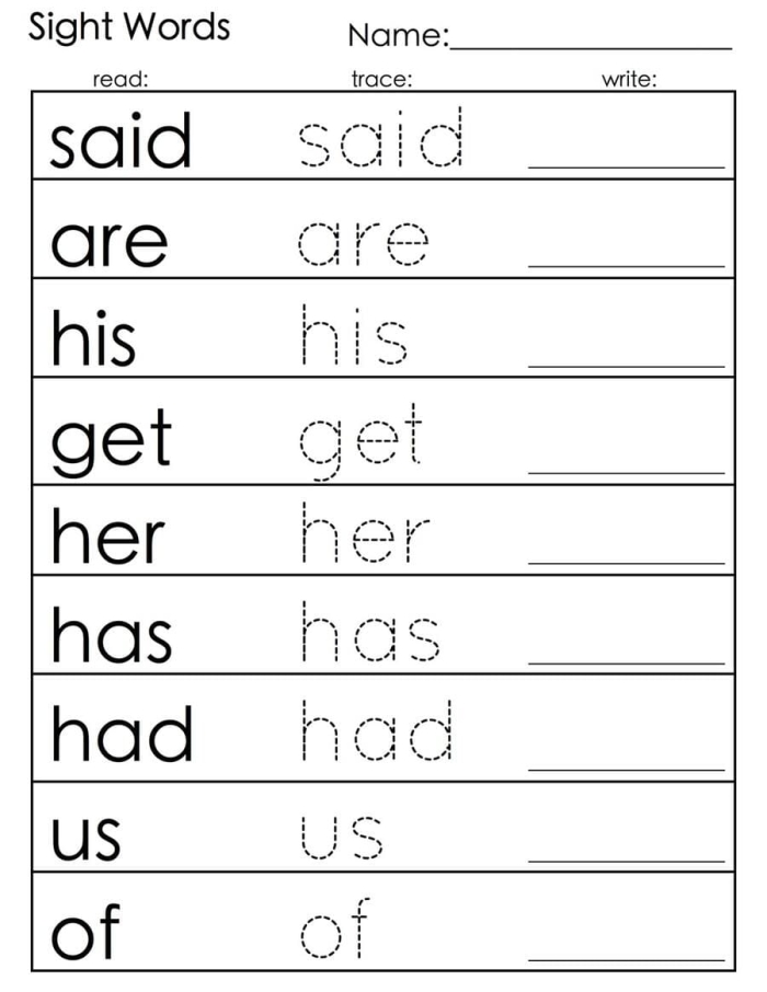 Write the Sight Words Have Worksheet 11 Kindergarten worksheet focusing on tracing and writing the sight word have for early literacy practice