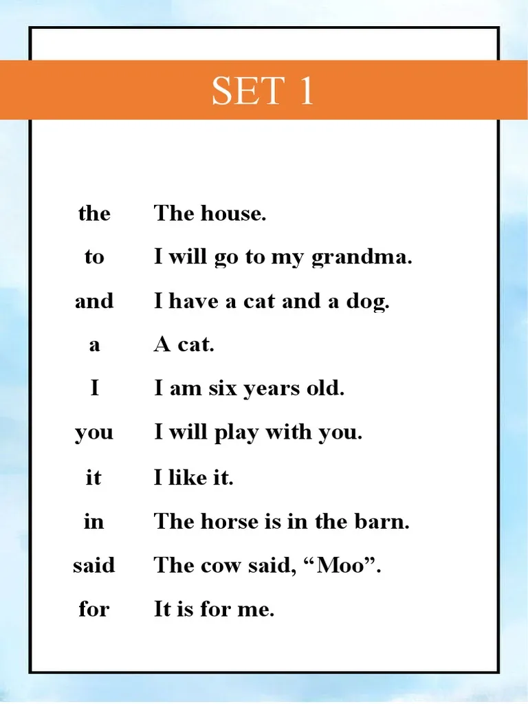 Sight Word Assessment worksheet for kindergarten students evaluating sight word recognition