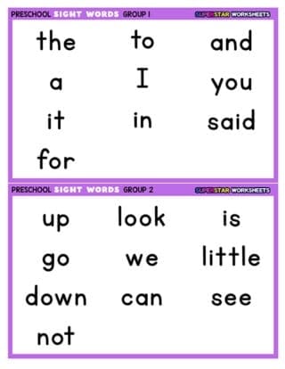 Kindergarten sight word assessment worksheet with reading checklist
