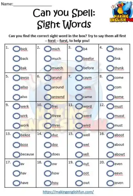 Engaging spelling practice for young learners in geometry concepts Sight Word Spelling worksheet for kindergarten students focusing on cut-and-paste activities