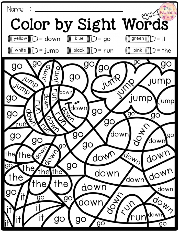 Worksheet featuring kindergarten sight words for Spring Assessment