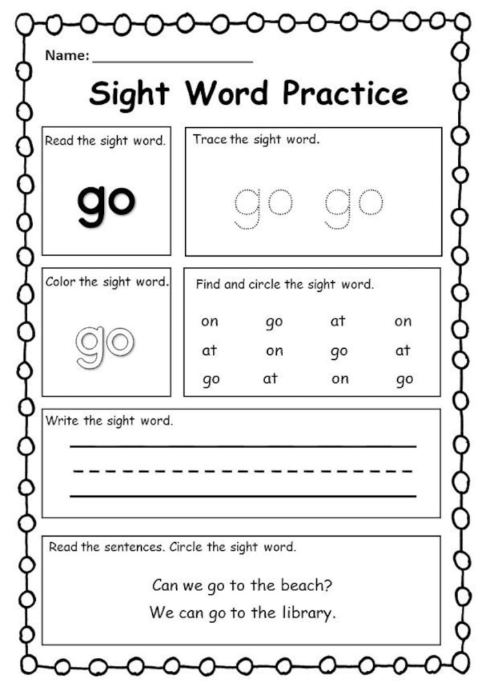 Kindergarten student completing end of year sight words assessment worksheet with 75 common words listed for recognition practice