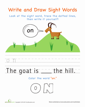 Kindergarten sight word worksheet featuring the word don't for students to trace and illustrate