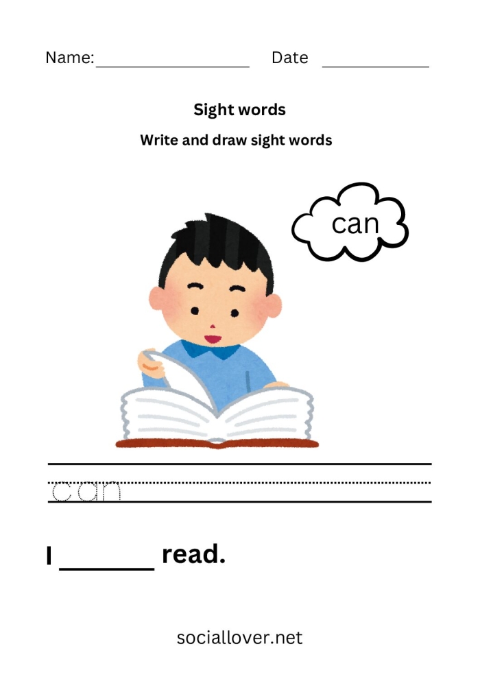 Worksheet for kindergarten students to practice writing and drawing the sight word "made
