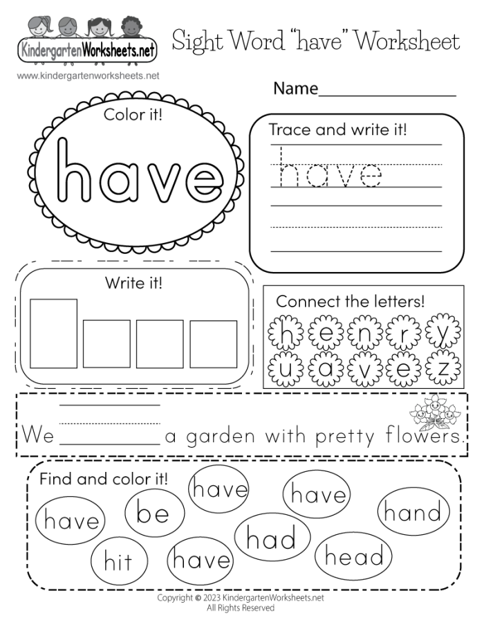 Printable Kindergarten Sight Word Flash Cards Year to Yours Worksheet Activity Kindergarten printable worksheet featuring cut-out sight word flash cards from Year to Yours