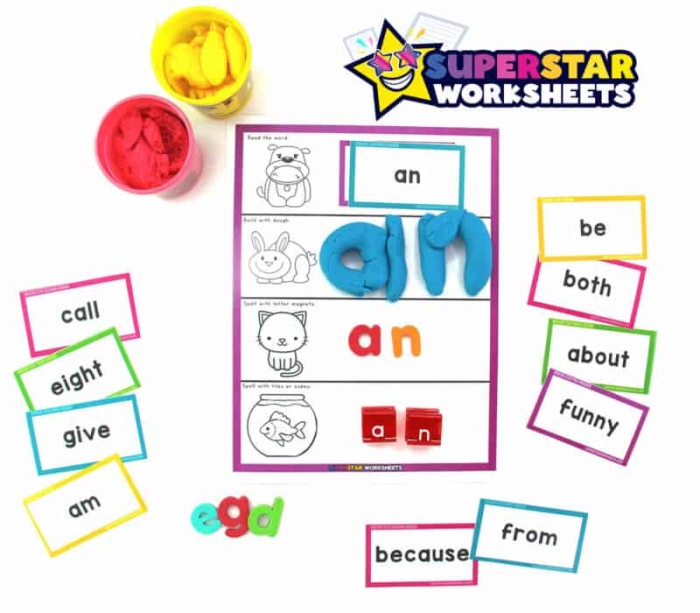 Kindergarten Sight Words Game Worksheet 11 with Bright Visual Learning Activities Colorful sight words game activity for kindergarten students learning to read with matching and recognition exercises