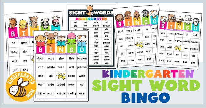 Sweet bingo card activity for learning high-frequency words in early reading Kindergarten students playing sight words bingo game with colorful cards and markers