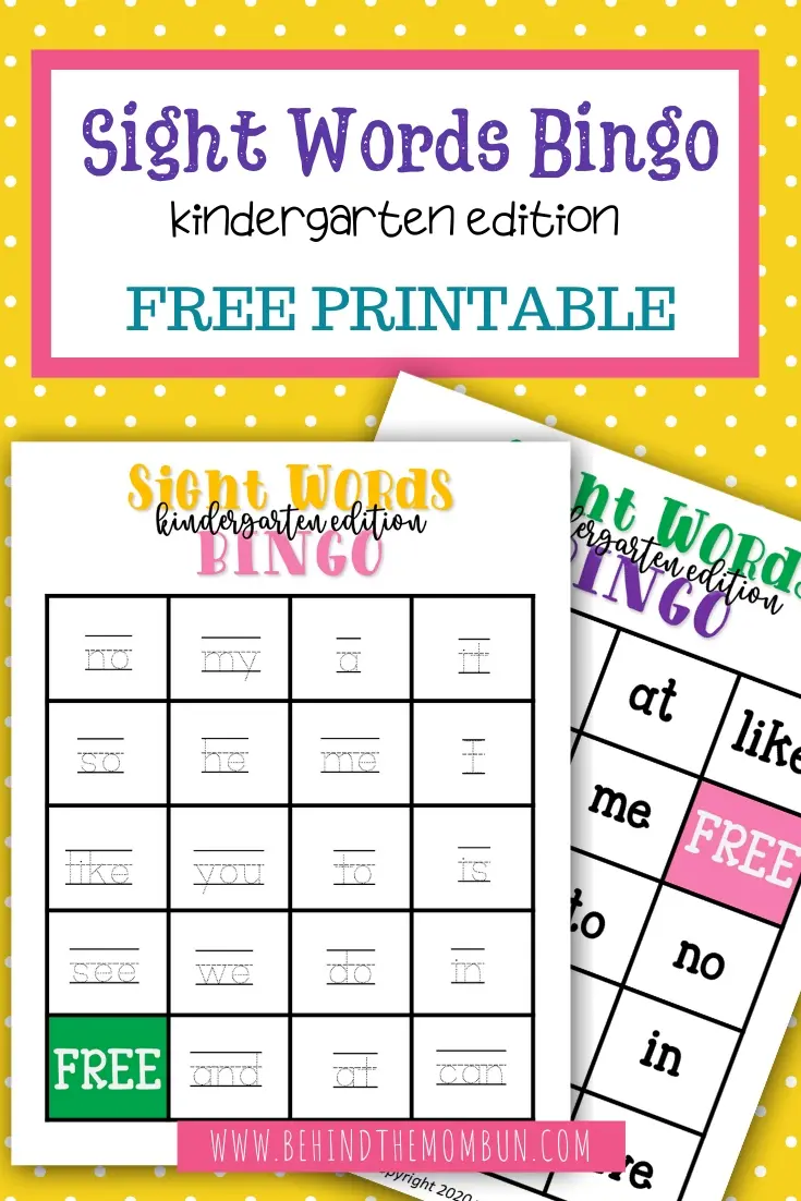 Kindergarten Sight Words Bingo Printable Worksheet 5 Kindergarten student playing a sight words bingo game on a printable worksheet