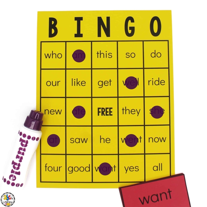 Kindergarten Sight Words Bingo Worksheet Number Nine Kindergarten student playing a game of sight words bingo with a colorful practice worksheet