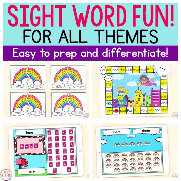 Sight Words Game Worksheet 7 for Kindergarten Literacy Practice Kindergarten worksheet featuring a colorful and engaging sight words game for early readers