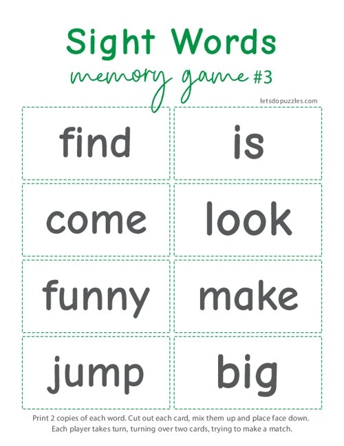 Interactive kindergarten sight words game practice worksheet 1 Brightly colored kindergarten sight words game worksheet for early readers