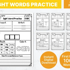 Sight Words Spelling Quiz worksheet for kindergarten students to enhance their spelling skills