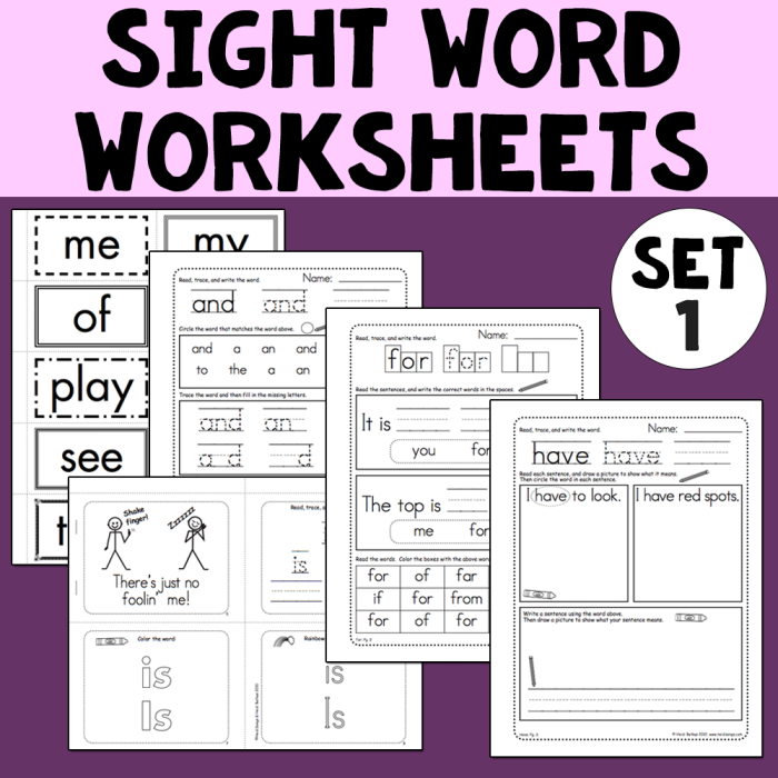 Kindergarten student using a Spring Assessment Sight Words worksheet to identify fifty common terms