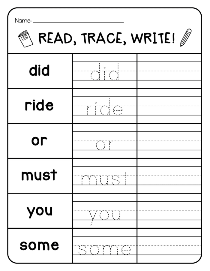 Educational worksheet titled "Write the Sight Words: Have" for early learners Worksheet for tracing and writing the sight word "have" for kindergarten students