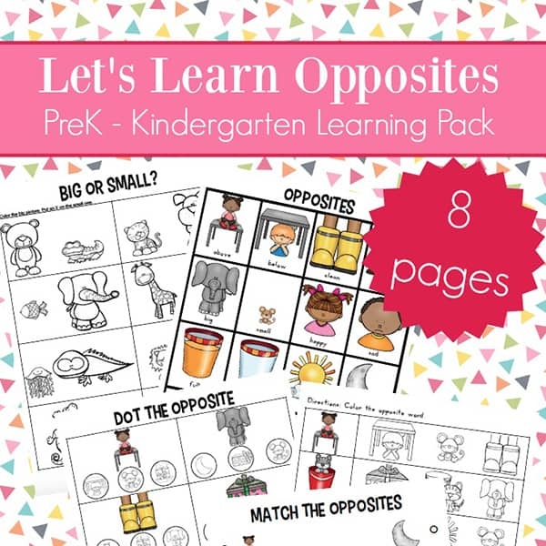 Silly Opposites worksheet for kindergarten students featuring a fun matching exercise with pictures. Engaging worksheet image for teaching opposites in early algebra.