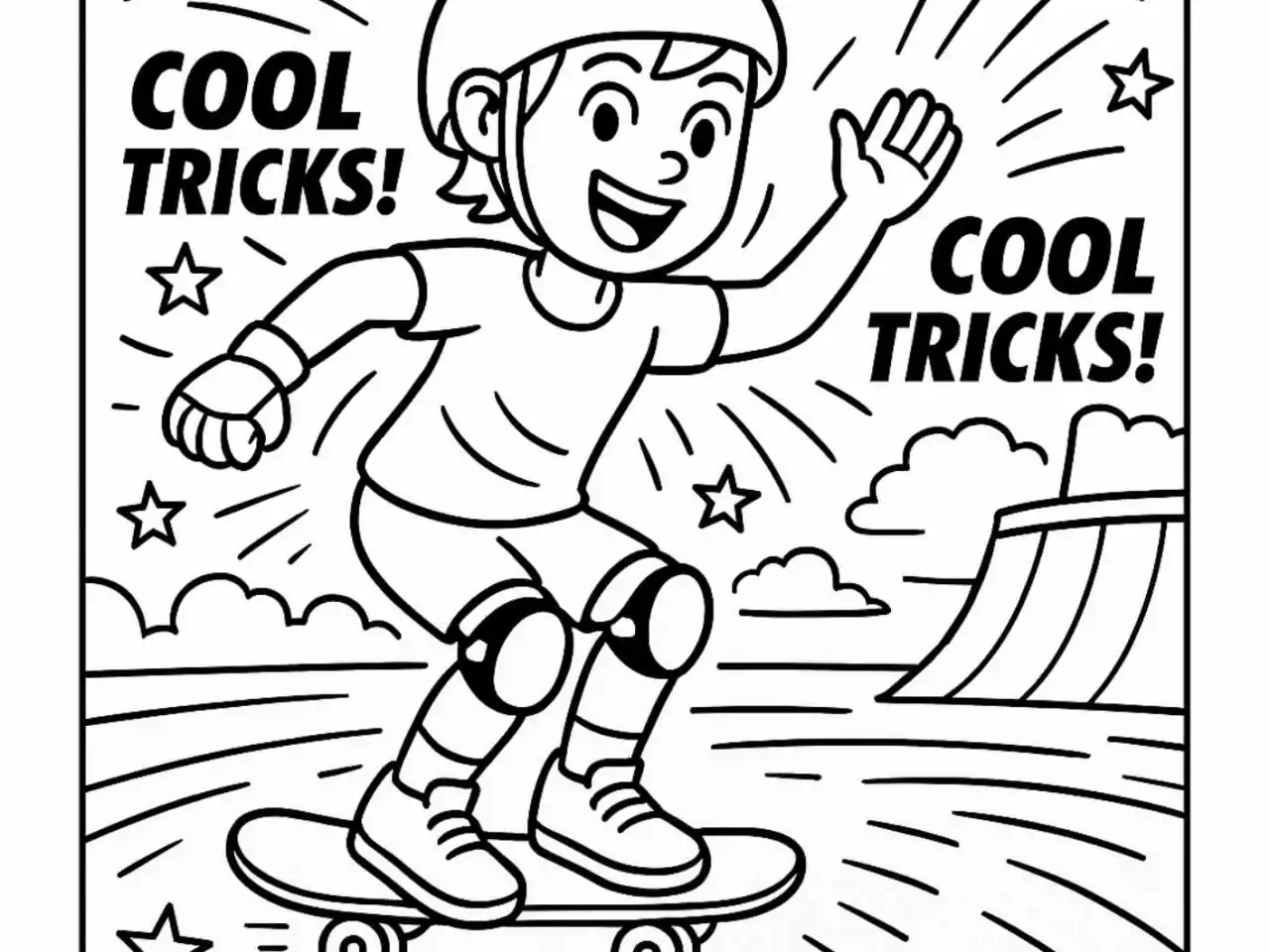 Kindergarten skateboarding coloring page worksheet number nine