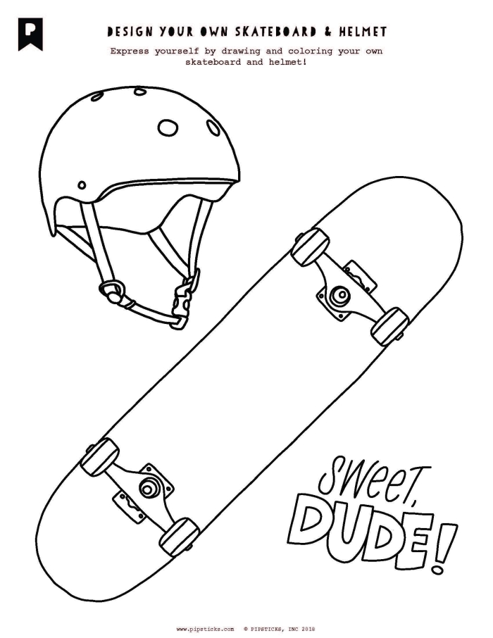 Skateboarding coloring page worksheet for kindergarten kids to enjoy and learn about time and money. Extreme skateboarder illustration that inspires creativity and fun.
