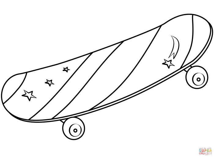 Skateboarding coloring page worksheet for kindergarten students exploring time and money concepts