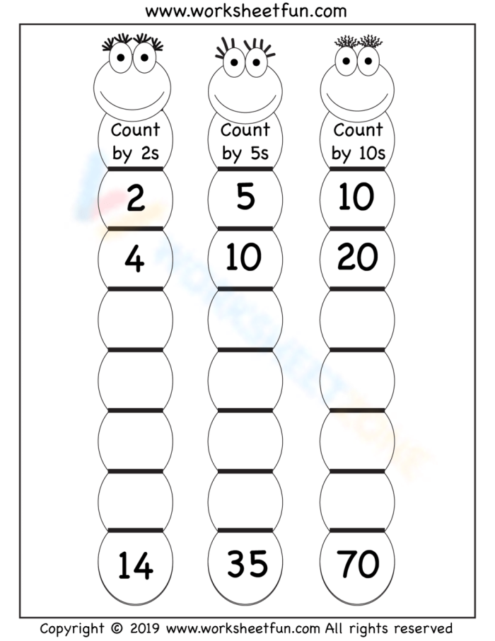 Colorful worksheet for skip counting by 10 featuring fun visuals and counting exercises