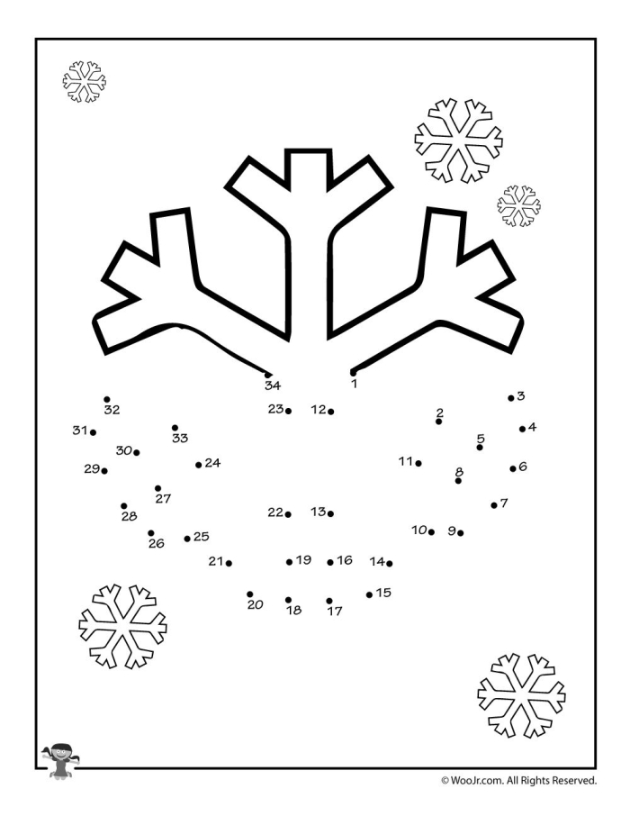 Engaging counting activity for kids during Christmas break Snowflake Dot-to-Dot worksheet designed for kindergarten phonics practice