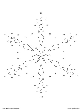 Engaging counting activity for children featuring a snowflake design Snowflake Dot-to-Dot worksheet for kindergarten phonics practice during Christmas