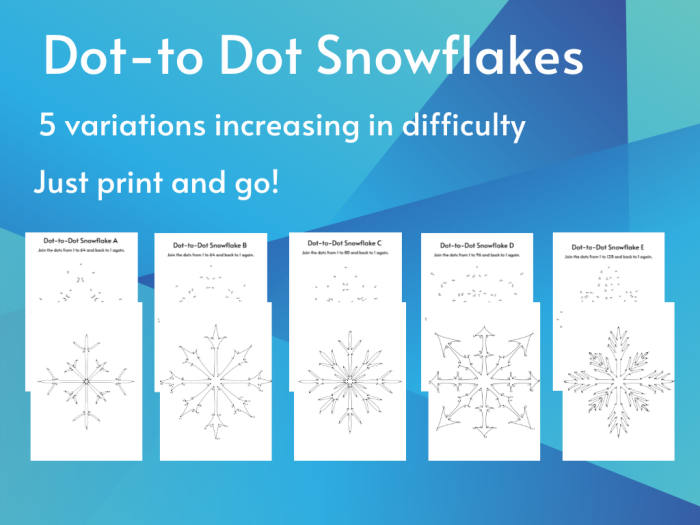 Engaging Christmas counting activity for young learners Snowflake-themed dot-to-dot worksheet for kindergarten counting practice