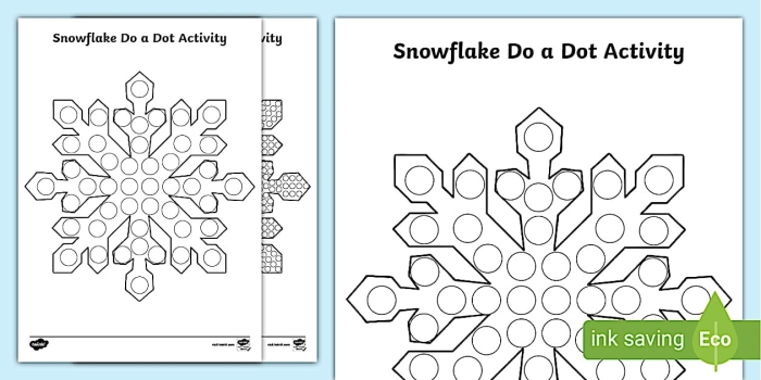 Engaging counting activity for young learners featuring a festive snowflake design Snowflake Dot-to-Dot worksheet for kindergarten phonics practice during Christmas