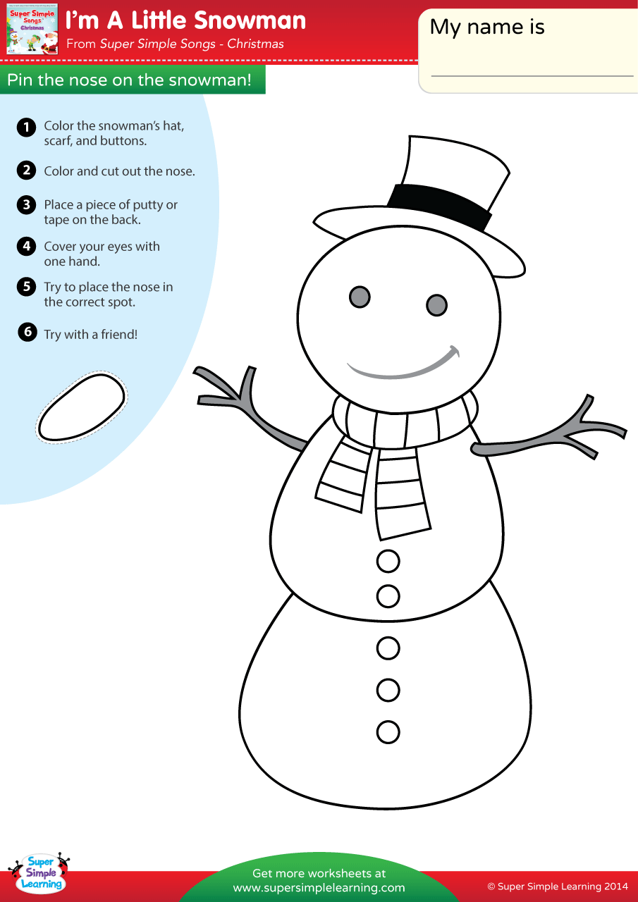 A young boy joyfully constructing a cheerful snowman in a snowy landscape. Color the Snowman worksheet for kindergarten physical science activities.